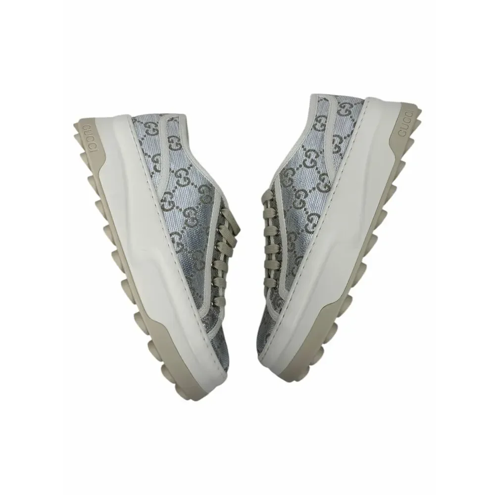 Gucci Tennis 1977 Treck GG Monogram Flatform Sneaker Silver Size 36 - Picture 6 of 13